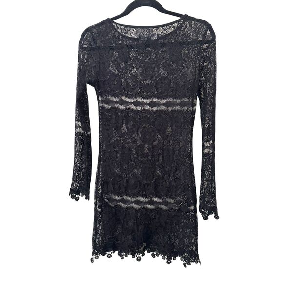 FOR LOVE AND LEMONS Lace Boho Mini Dress Black Small - Picture 4 of 5